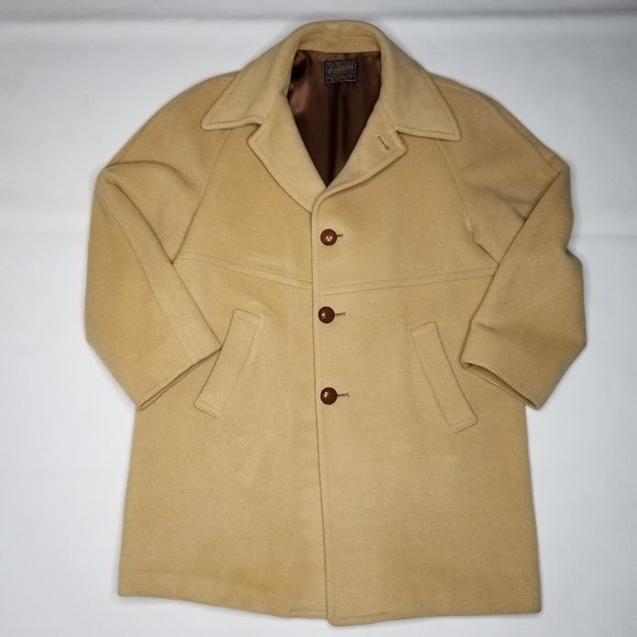 Pendleton Button Front Overcoat Long Jacket L Tan - Picture 1 of 8